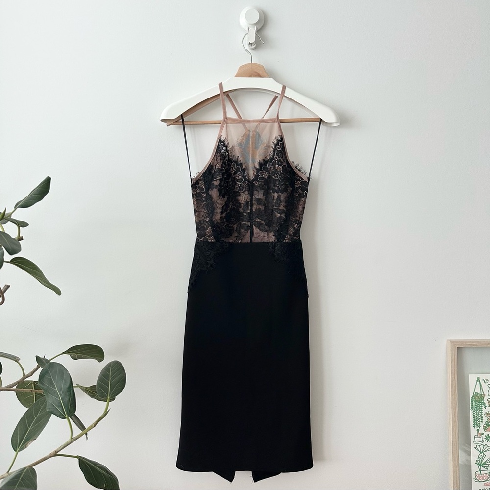 TOPSHOP | Black and Nude Lace Dress